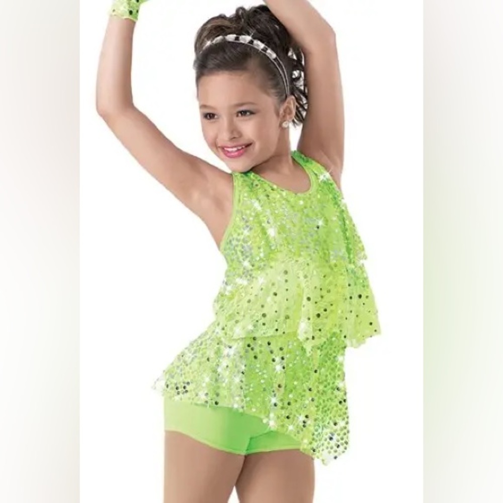 Weissman “Knock on Wood” Lime Green Sequin One Piece Costume